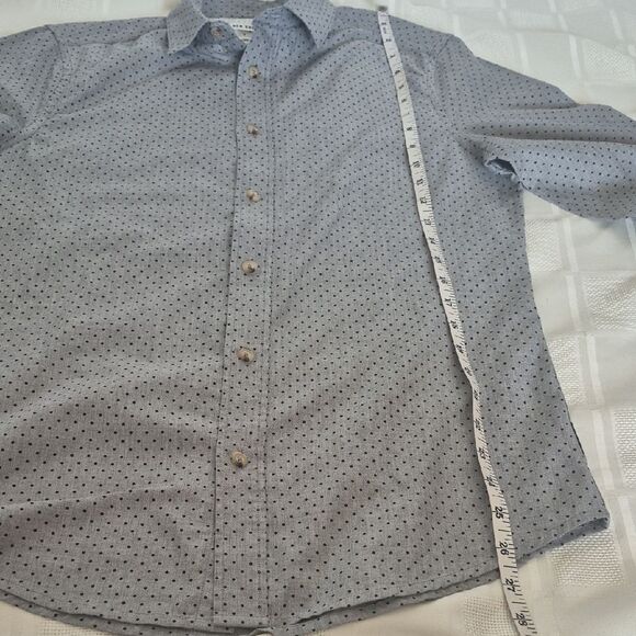 Ben Sherman Soho Slim Fit Charcoal Polka Dot Button Down Shirt - Picture 12 of 16